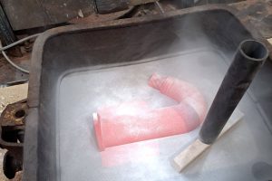 3D printed pattern positioned in mould box prior to sand preparation 3D printed pattern positioned in mould box prior to sand preparation